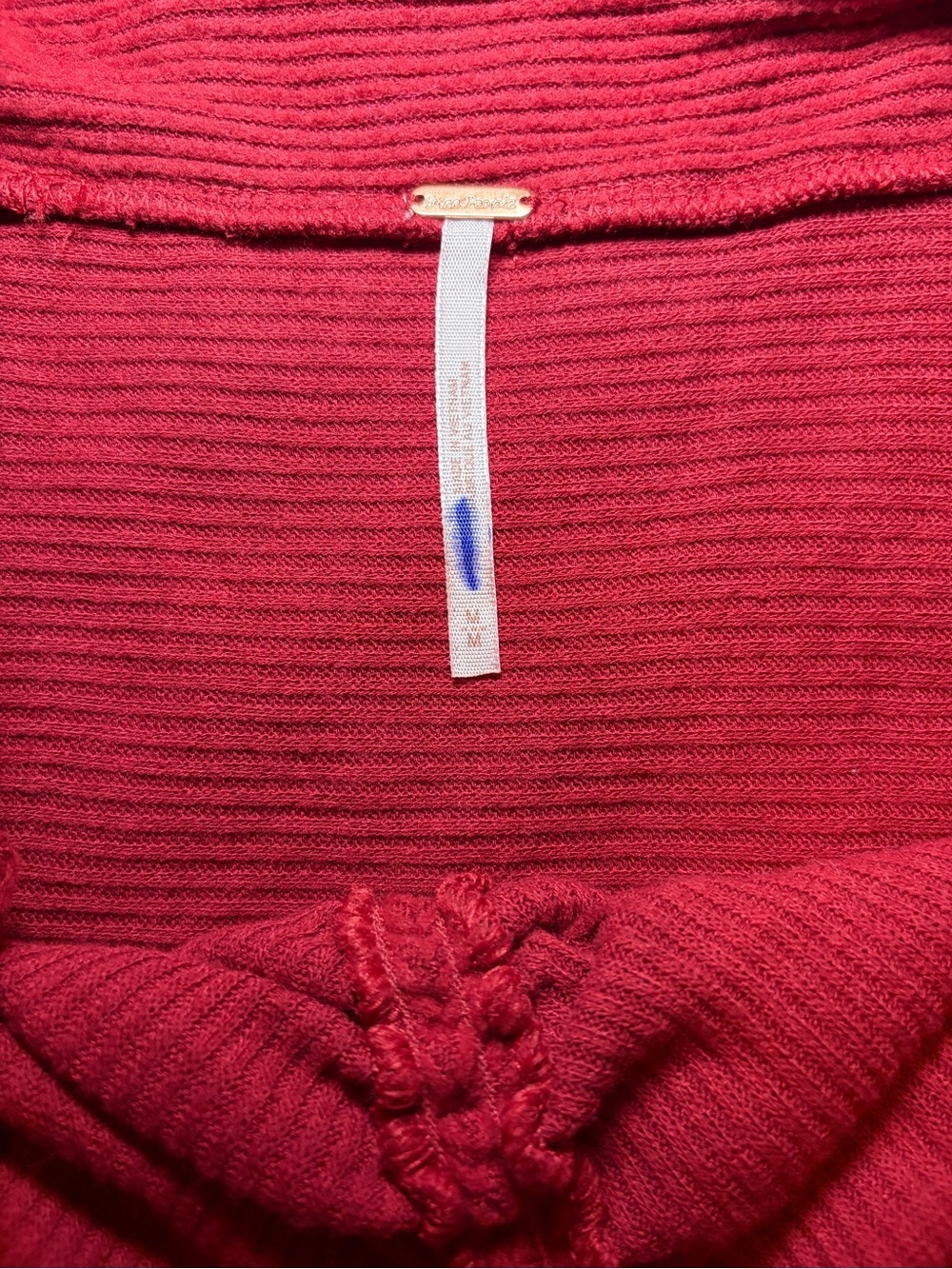 Free People | Red Ruched Ribbed Knit Off-Shoulder Top NWT - Picture 7 of 8
